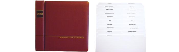 Corporate Documents Binders & Index Tabs (Dividers)